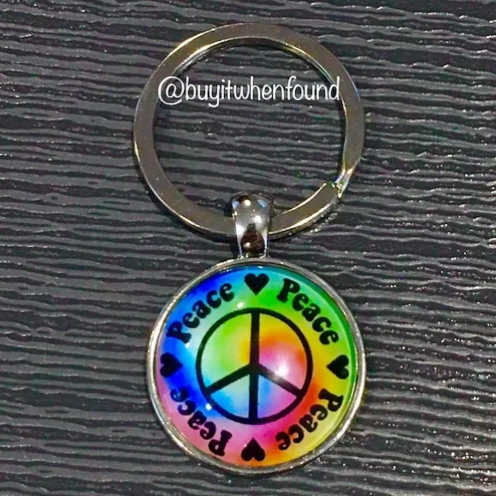 Tie Dye Multicolor Peace Keychain